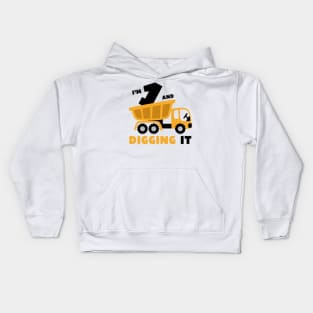 I'm 1 and Digging it Funny 1rd Birthday Excavator Kids Kids Hoodie